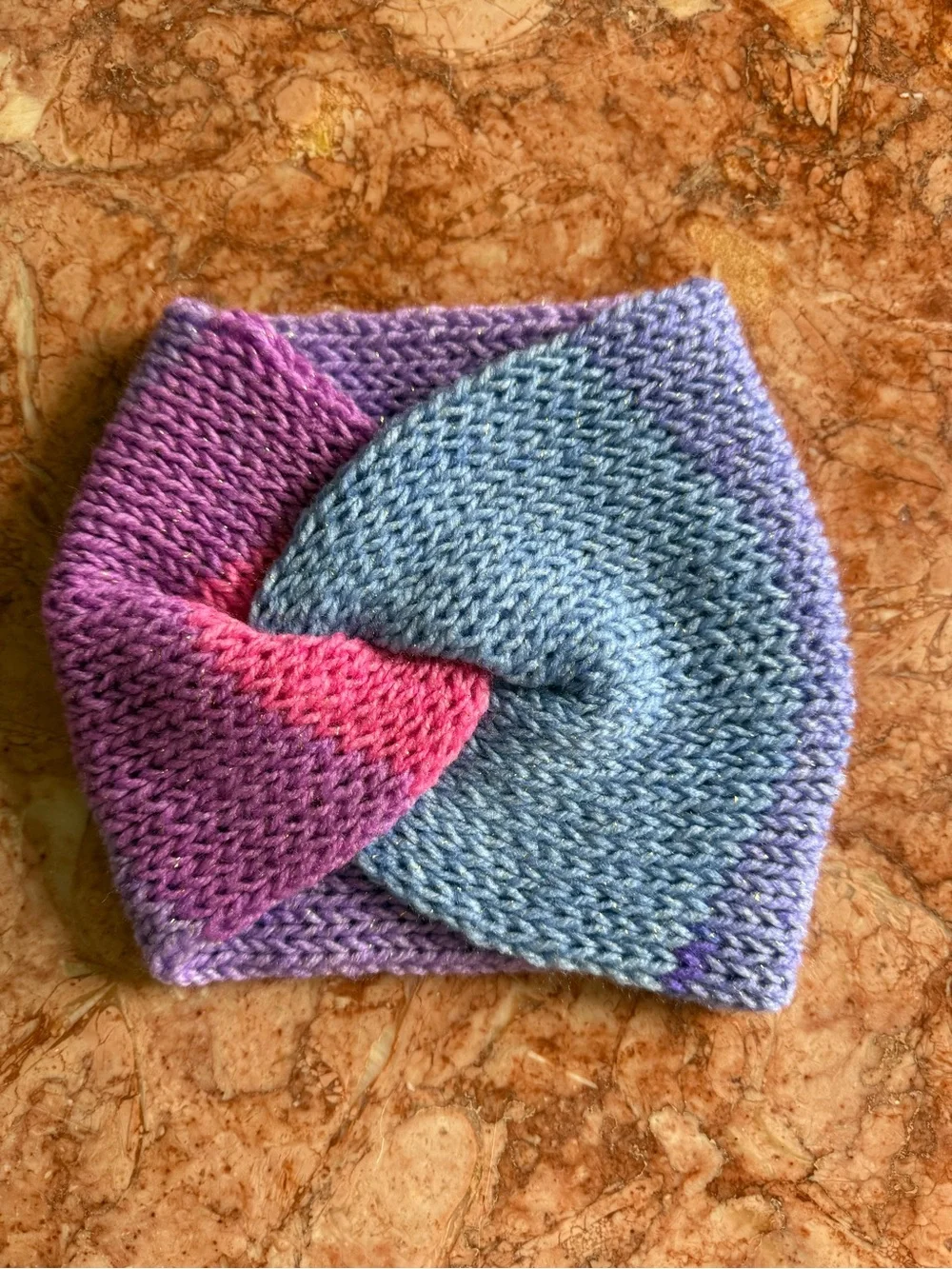 Kids Knit Twisted Headband - Purple, Pink & Blue